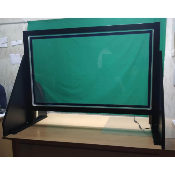 Przezroczysta tablica z podświetleniem markerową 150x84 cm z regulowanymi podporami